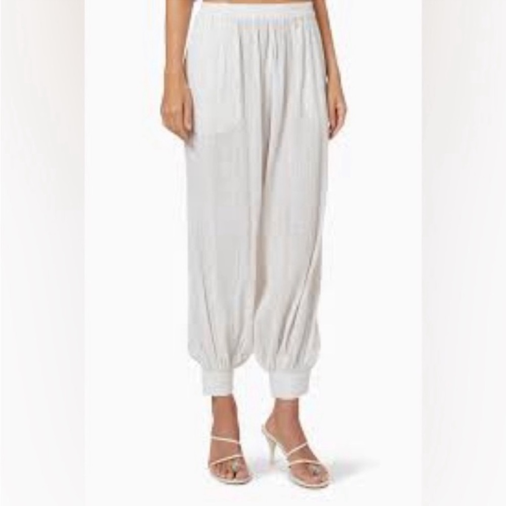 Suzie Kondi Button Cuff Gauze Harem pants “natural” color